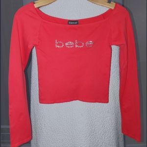 BEBE long sleeve crop top